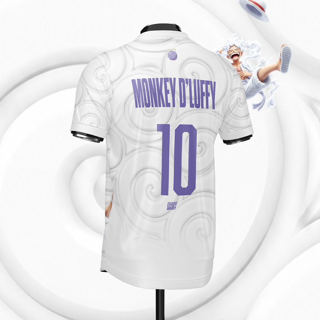 Maillot Luffy Nika — Gear 5 | BLANC | Édition Limitée